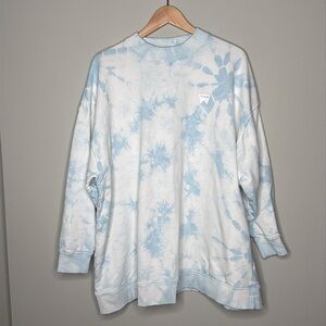 Wrangler Tie Dye Oversize Cotton Sweatshirt in Light Blue Size Large Women's